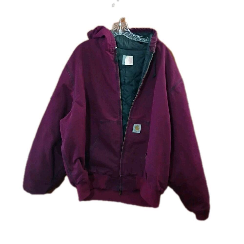 Vtg‎ Carhartt JQ281 Jacket Sz XXL Burgundy Wine Red Canvas Quilted RARE USA